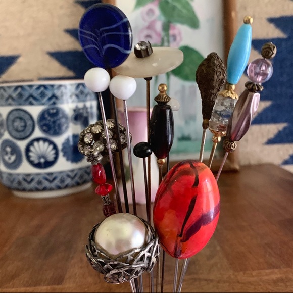 Antique Jewelry - Antique/Vtg. Collection of Hat Pins with Holder